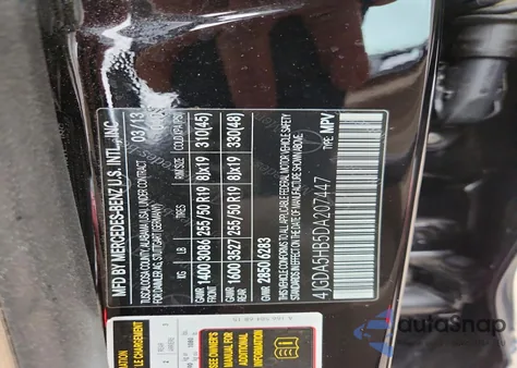 2013 Mercedes-Benz Ml 350 4Matic from USA, damaged, VIN 4JGDA5HB5DA207447